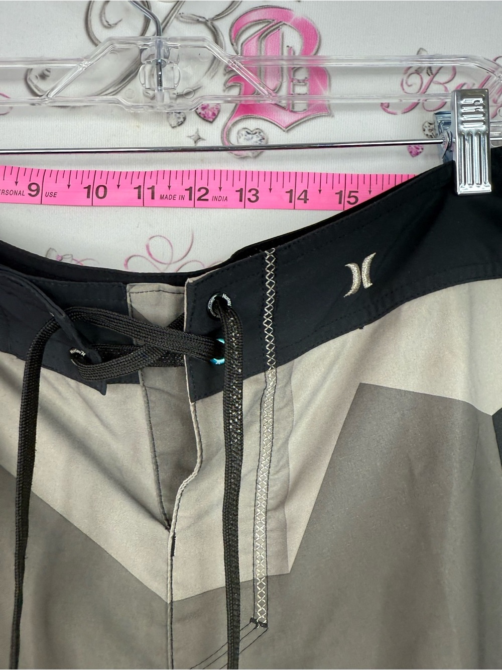 Hurley phantom shorts Black and Gray Geometric Men's Swim Trunks - Picture 5 of 11